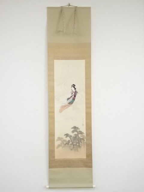 JAPANESE HANGING SCROLL / HAND PAINTED / CELESTIAL MAIDEN / BY HARUMITSU UTAGAWA